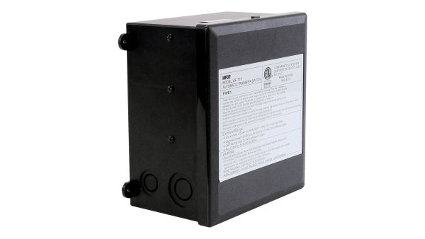 T-57 automatic transfer switch front panel, closed, side view