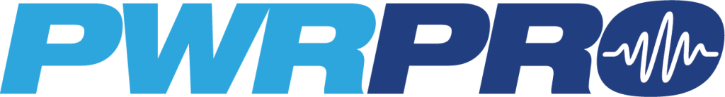 PowerPro_logo_full_color PWRPR logo with bold blue letters and a heartbeat waveform inside a blue circle on the right.